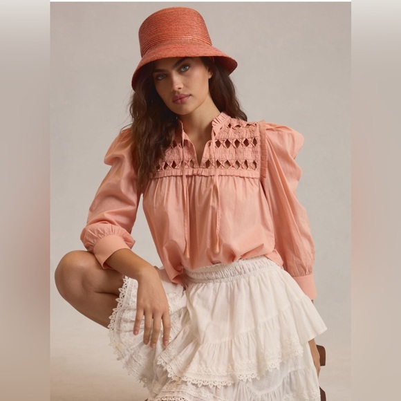 Anthropologie Self Contrast Puff-Sleeve Blouse NEW - Picture 3 of 13